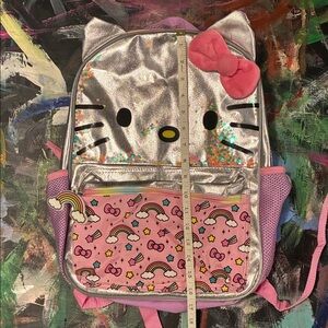 Hello Kitty Glittery Silver and Pink Backpack